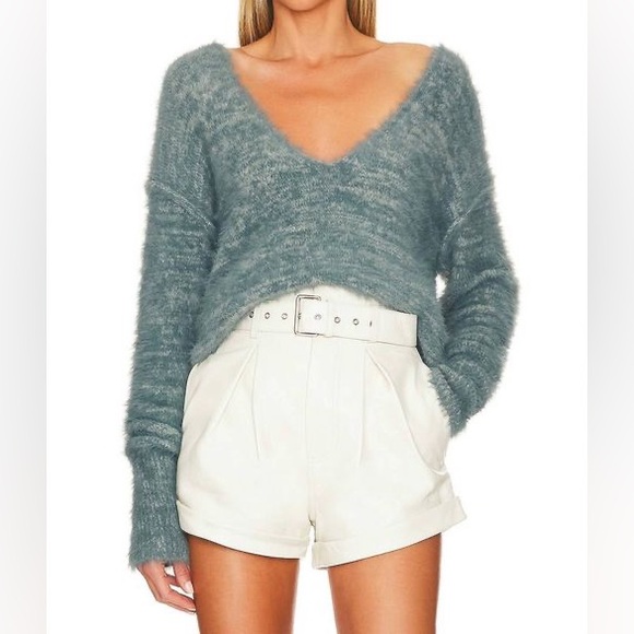 FREE PEOPLE Serendipity V Neck Fuzzy Sweater Size Small‎ - Picture 10 of 11
